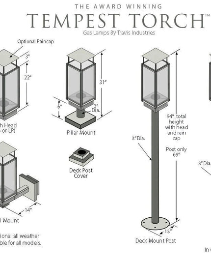 Fire Garden 93" Black In Ground Post