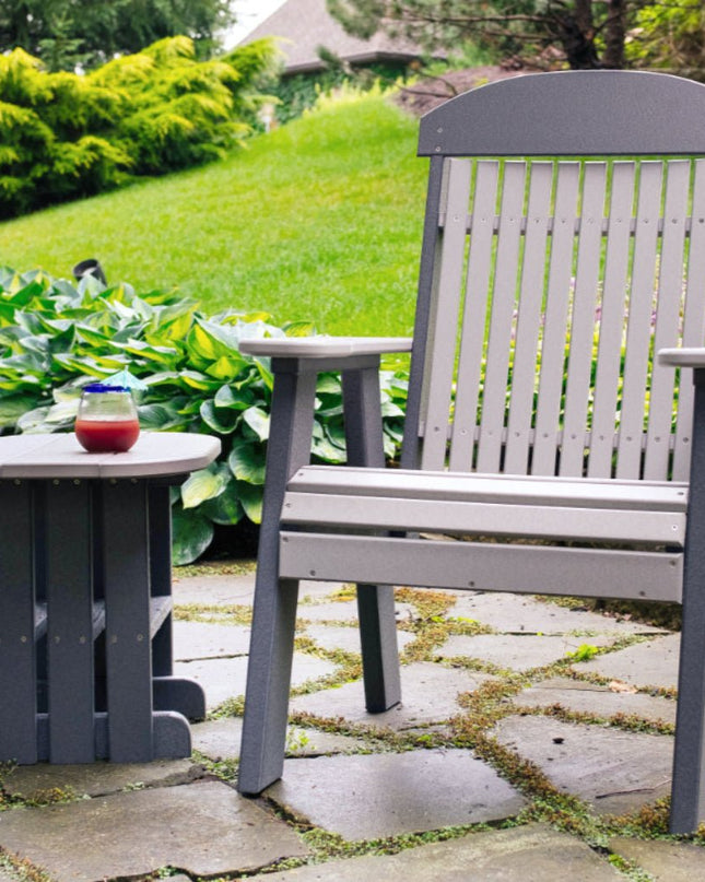 LuxCraft 2 foot classic bench dove gray and slate with LuxCraft end tablee