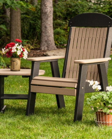 LuxCraft 2 foot classic bench weather wood and black featuring the LuxCraft End Table.