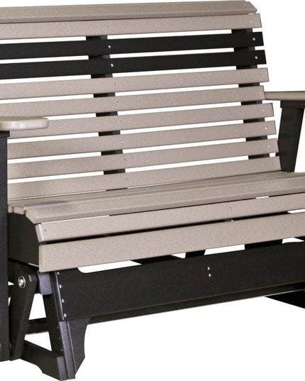 LuxCraft 4 foot Plain Poly Glider Weatherwood & Black