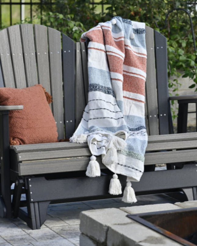 LuxCraft 4 foor adirondack ploy glider coastal gray and black by fire pit