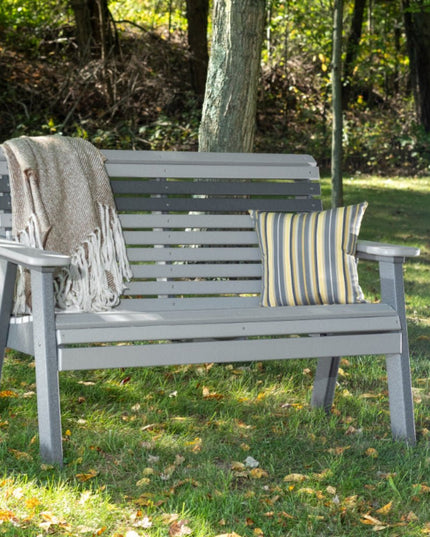 LuxCraft Plain Bench dove gray and slate with LuxCraft cushion