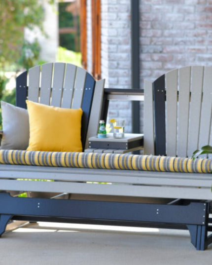 LuxCraft 5' Seat Cushion in Foster Metallic featured on 5' Adirondack Poly Glider.