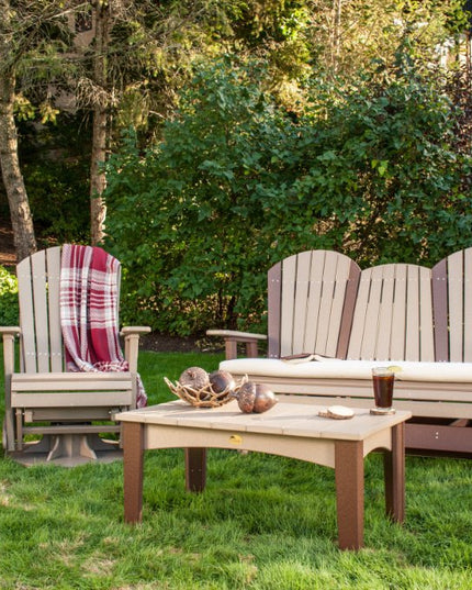 LuxCraft 5' Seat Cushion in Canvas featured on a 5' Adirondack Glider.