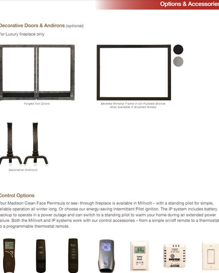 American Hearth Madison 36" Clean Face DVCD36 Deluxe DV Gas Fireplace – 20K BTU, Tempered Glass, NG/LP