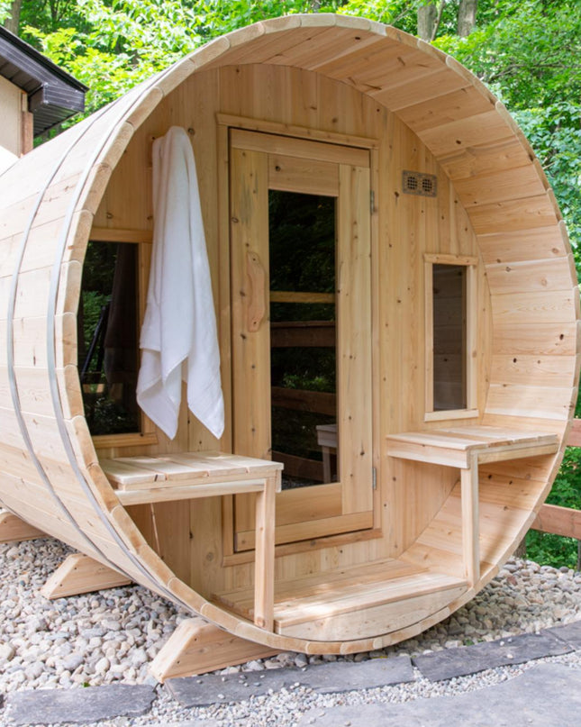 Tranquility Barrel Sauna by Canadian Timber