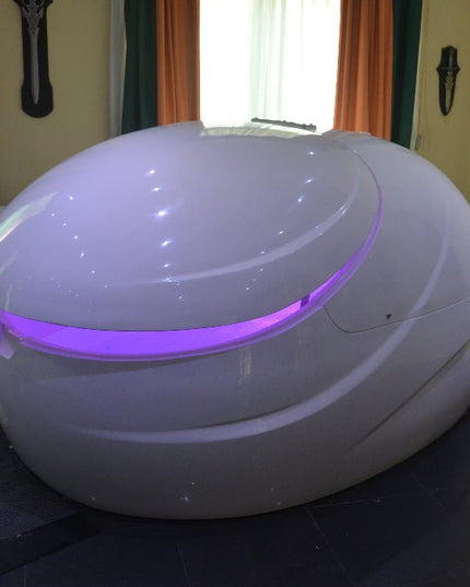 DreamPod V2 Float Pod open with purple lighting