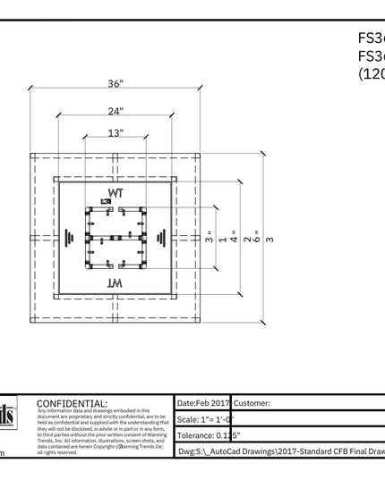 Warming Trends 36" Square Fire Pit