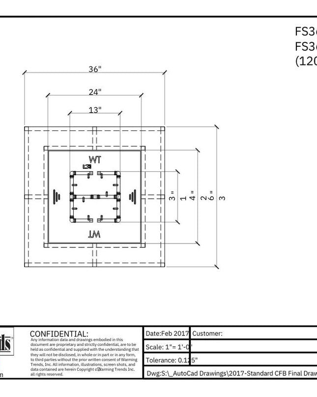 Warming Trends 36" Square Fire Pit