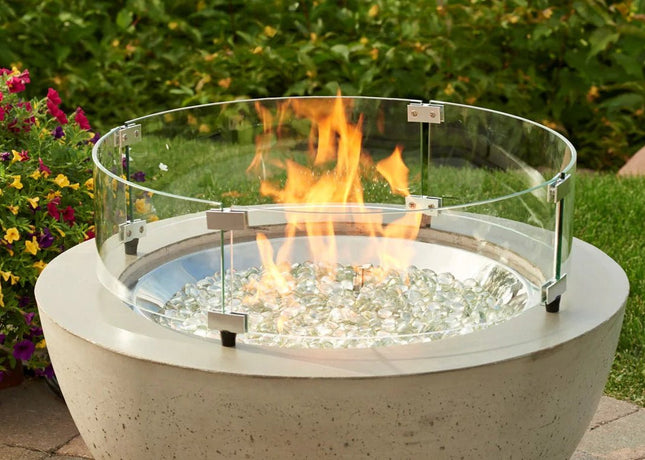 20" Round Glass Wind Guard for Fire Pit Protection