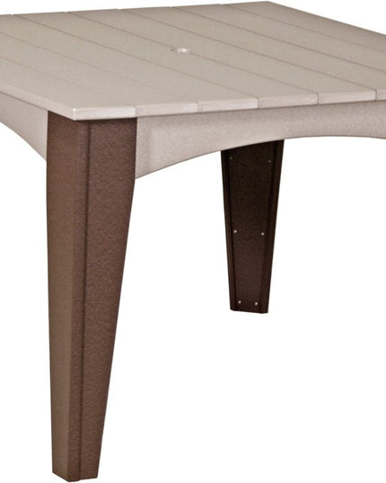 Island Dining Table (44" Square) Weatherwood & Chestnut Brown