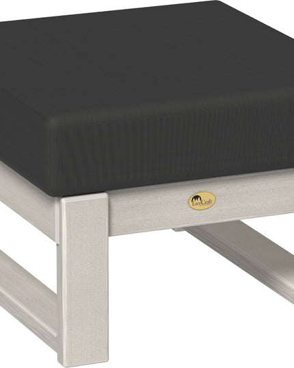 Black ottoman stool with a birch frame on a white background