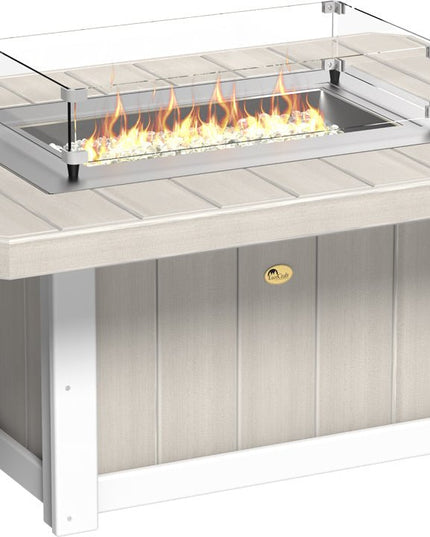 LuxCraft Lumin Fire Pit 51" Rectangular Birch & White