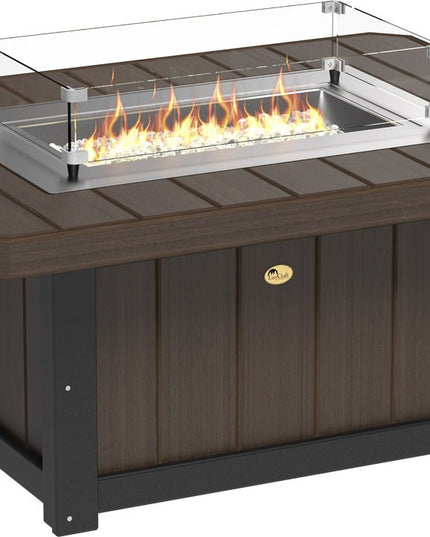LuxCraft Lumin Fire Pit 51" Rectangular Brazilian Walnut & Black