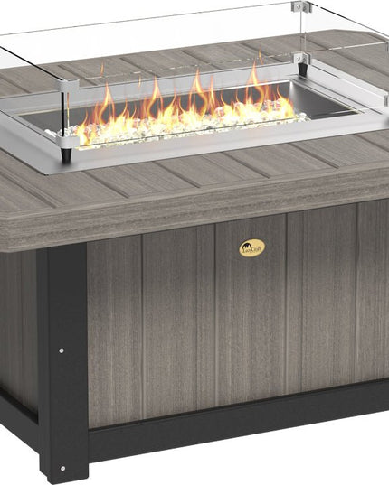 LuxCraft Lumin Fire Pit 51" Rectangular Coastal Gray & Black