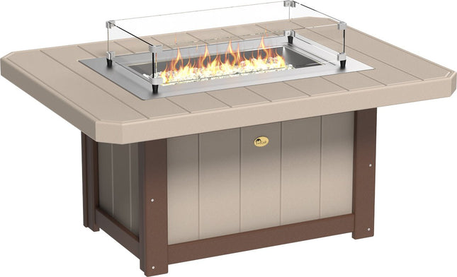 LuxCraft Lumin Fire Pit 51" Rectangular Weatherwood & Chestnut Brown
