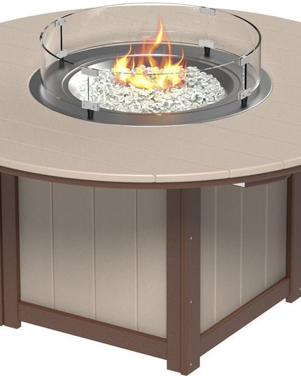 LuxCraft Lumin Fire Table 60" Round Weatherwood & Chestnut Brown