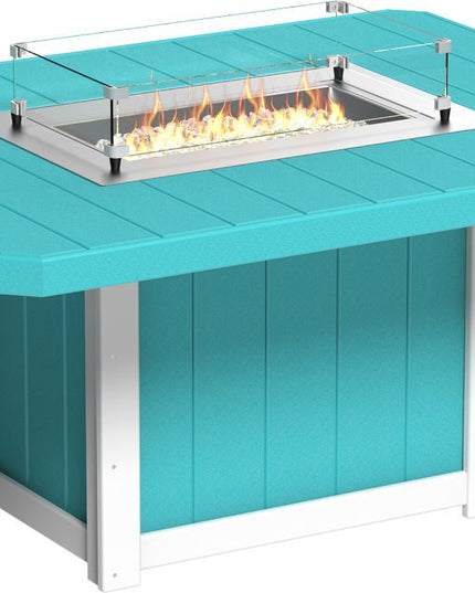 Lumin Fire Table 62" Base (Dining Height) Aruba Blue & White
