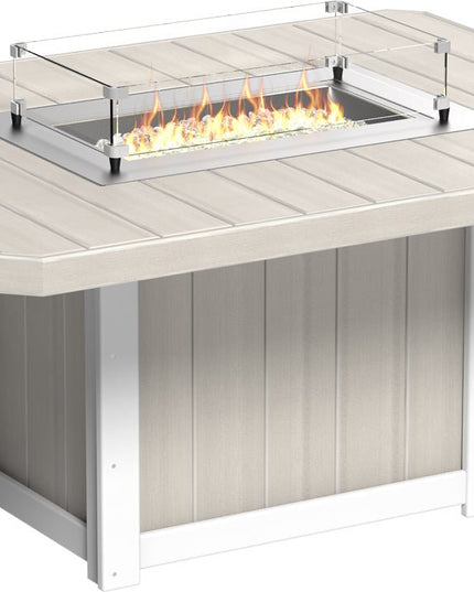 Lumin Fire Table 62" Base (Dining Height) Birch & White