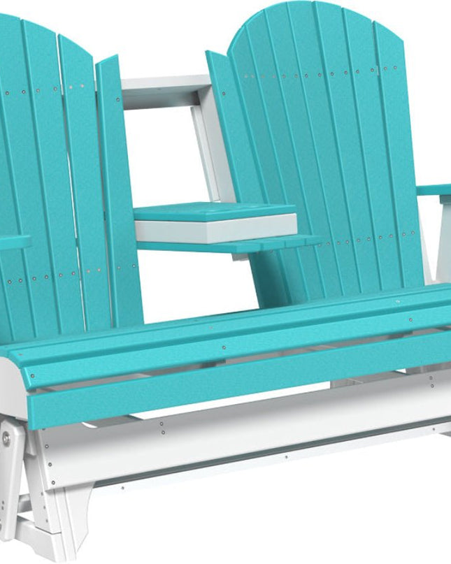 5' Adirondack Poly Balcony Glider Aruba Blue & White