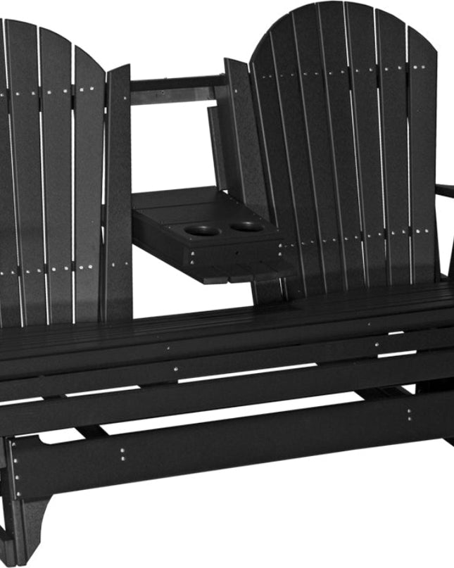 LuxCraft 5 foot adirondack glider with console down black
