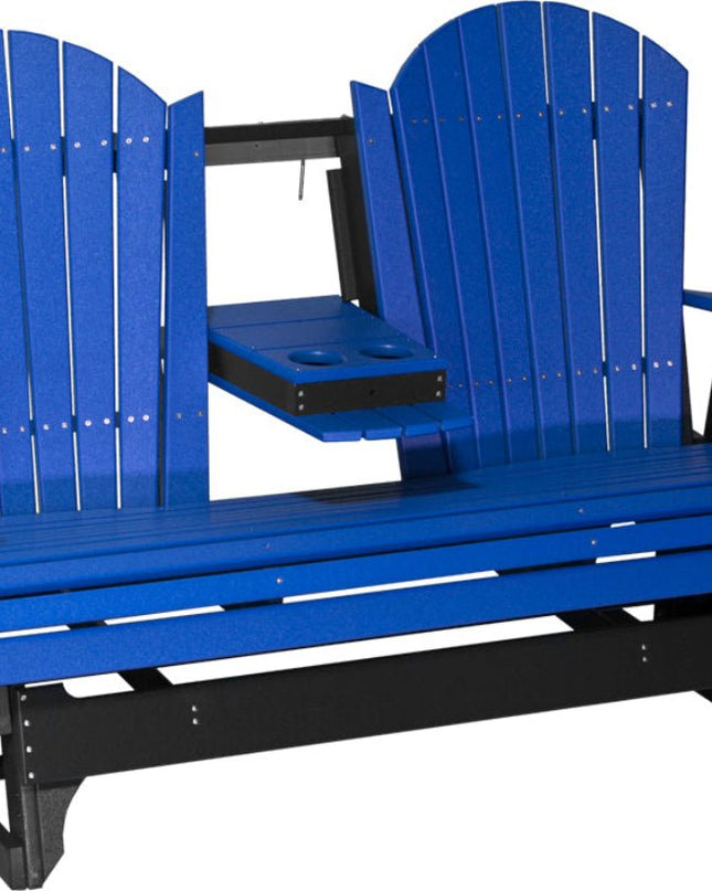 LuxCraft 5 foot adirondack glider with console down blue and black