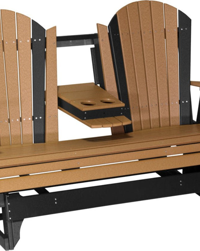 LuxCraft 5 foot adirondack glider with console down cedar and black