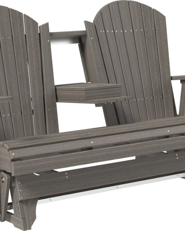 LuxCraft 5 foot adirondack glider with console down coastal gray