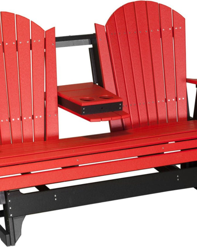 LuxCraft 5 foot adirondack glider with console down red and black