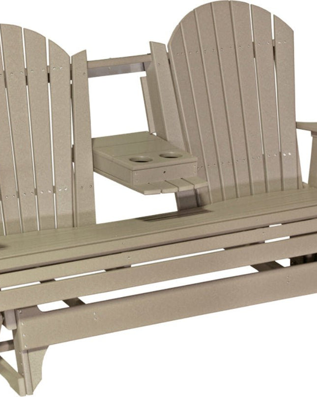 LuxCraft 5 foot adirondack glider with console down weatherwood