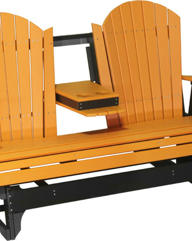 LuxCraft 5 foot adirondack glider with console down tangerine and black
