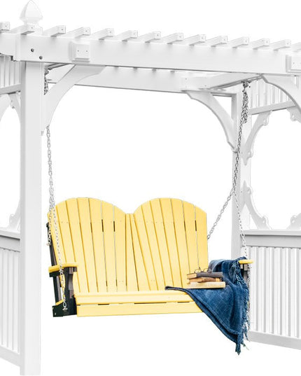 LuxCraft Classic Vinyl Swing Stand Featured in White with 4' Adirondack Swing