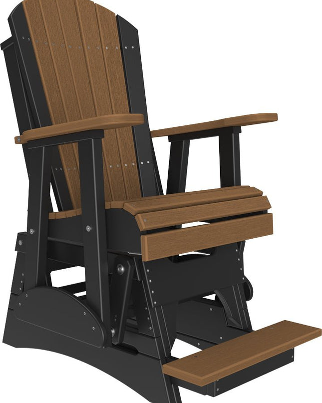 LuxCraft 2 foot Adirondack Poly Balcony Glider Antique Mahogany & Black
