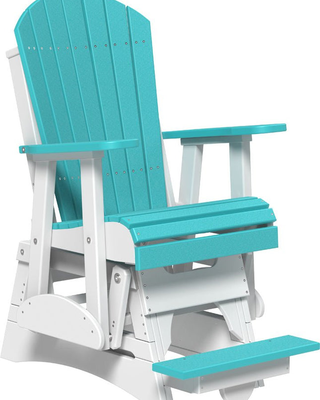 LuxCraft 2 foot Adirondack Poly Balcony Glider Aruba Blue & White