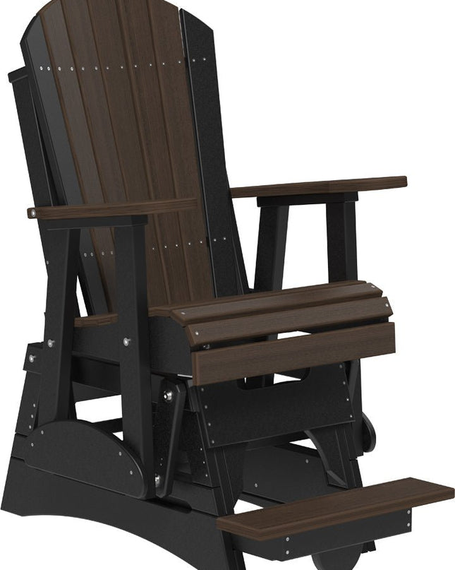 LuxCraft 2 foot Adirondack Poly Balcony Glider Brazilian Walnut & Black