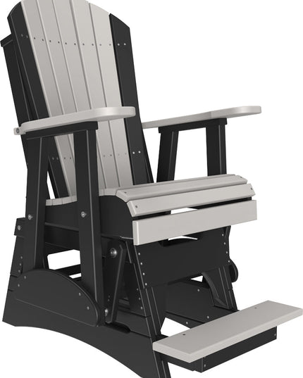 LuxCraft 2 foot Adirondack Poly Balcony Glider Coastal Gray & Black