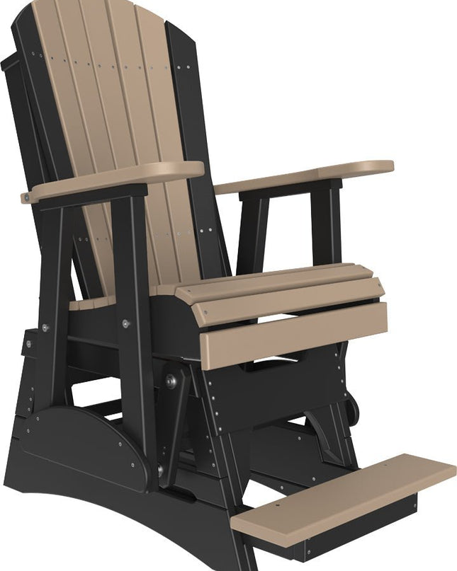 LuxCraft 2 foot Adirondack Poly Balcony Glider Weatherwood & Black