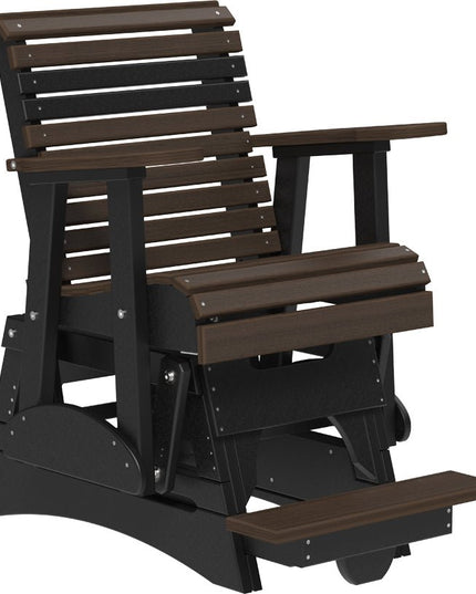 LuxCraft 2 foot Plain Poly Balcony Glider Brazilian Walnut & Black