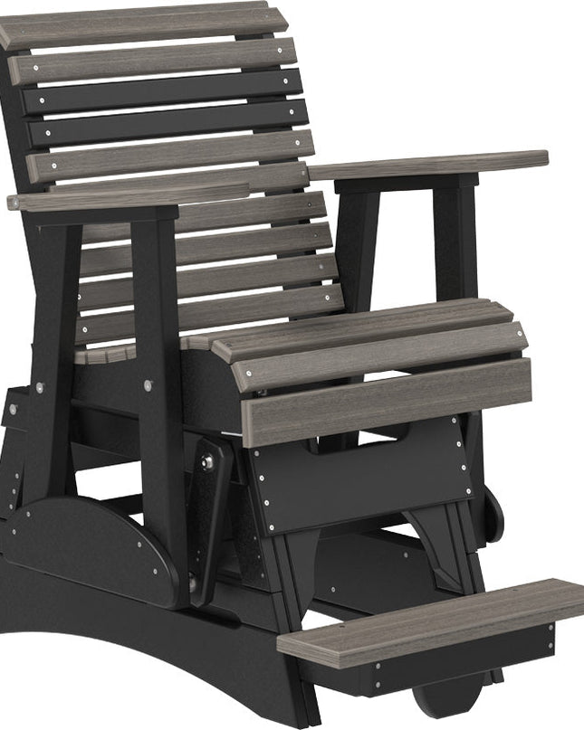 LuxCraft 2 foot Plain Poly Balcony Glider Coastal Gray & Black