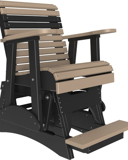 LuxCraft 2 foot Plain Poly Balcony Glider Weatherwood & Black