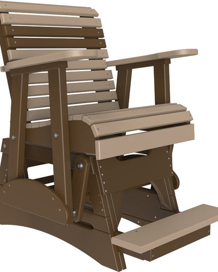 LuxCraft 2 foot Plain Poly Balcony Glider Weatherwood & Chestnut Brown