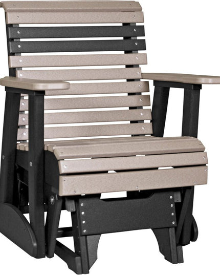 LuxCraft 2 foot Plain Poly Glider Weatherwood & Black