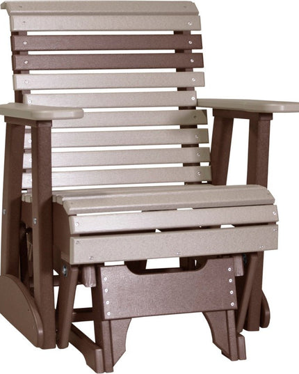 LuxCraft 2 foot Plain Poly Glider Weatherwood & Chestnut Brown