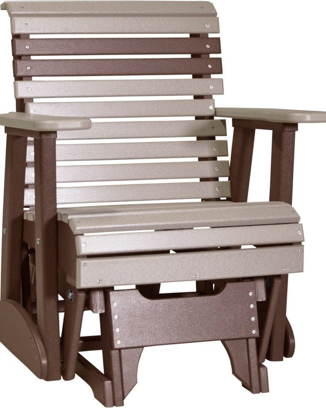 LuxCraft 2 foot Plain Poly Glider Weatherwood & Chestnut Brown