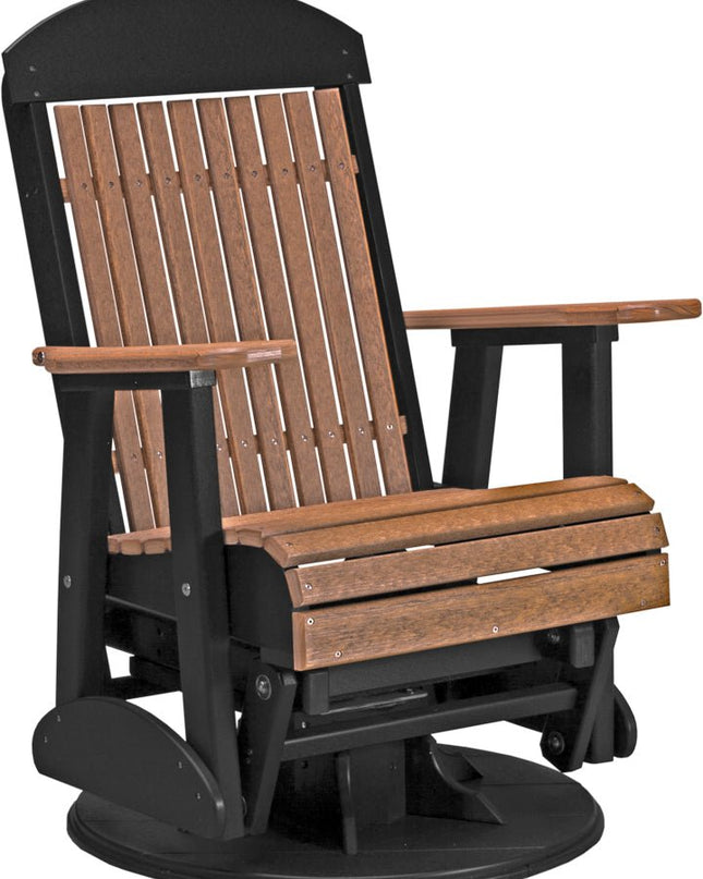 LuxCraft 2 foot Swivel Classic Poly Glider Antique Mahogany & Black