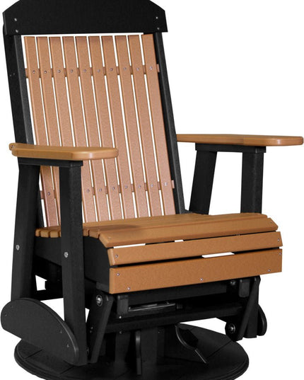 LuxCraft 2 foot Swivel Classic Poly Glider Cedar & Black