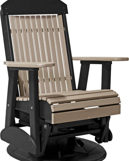 LuxCraft 2 foot Swivel Classic Poly Glider Weatherwood & Black