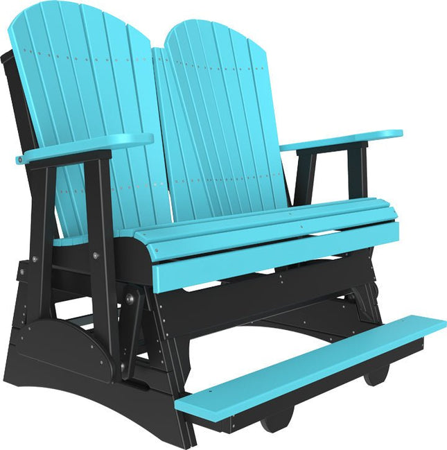 LuxCraft 4 foot Adirondack Poly Balcony Glider Aruba Blue & Black