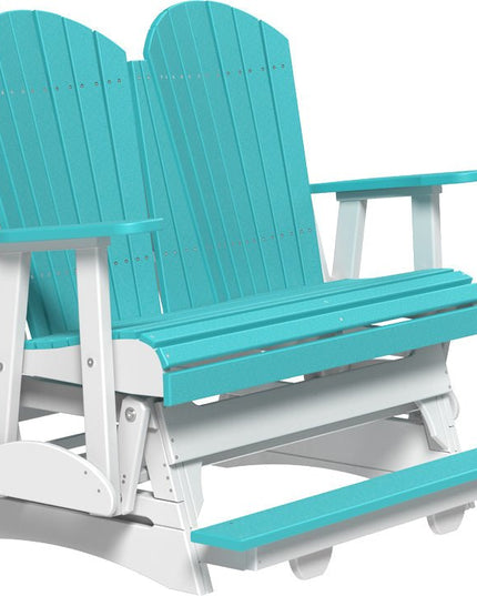 LuxCraft 4 foot Adirondack Poly Balcony Glider Aruba Blue & White