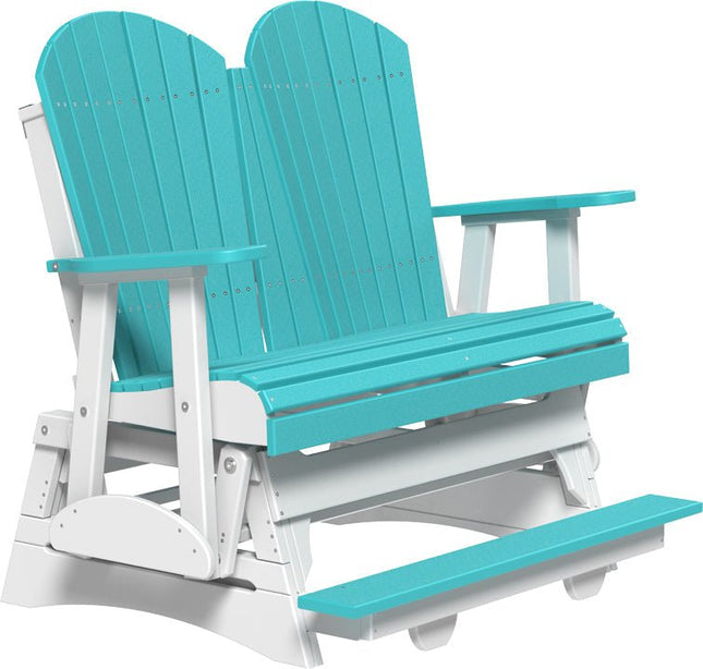 LuxCraft 4 foot Adirondack Poly Balcony Glider Aruba Blue & White